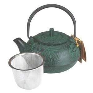  Green Bamboo Pine Plum Cast Iron Teapot 24oz #TB2 08G 
