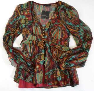 Nanette Lepore Shanti Silk Dress Top 2 XS UK 6 NWT $298 Crimson Blouse 