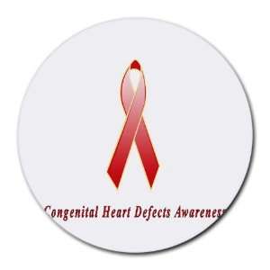  Congenital Heart Defects Awareness Ribbon Round Mouse Pad 