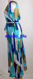 ISSA Multi Print Silk Tie Dress Gown 6 8 10  