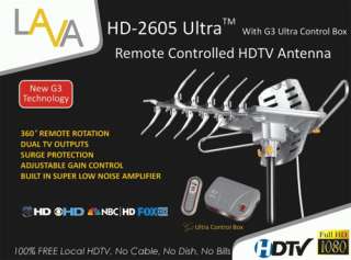 LAVA HD 2605 Ultra with New G3 Control Box HDTV Antenna w/ Remote 