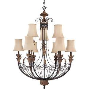  Nuvo 60/2103 Verdone 9 Light Chandeliers in Gilded Cage 