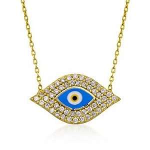   50 ct. t.w. CZ Evil Eye Pendant Necklace In Vermeil. 16.5 Jewelry
