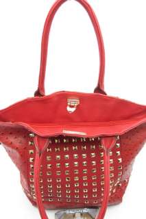 New Handbag Republic Ostrich Embossed, 3 Compartment Studded Tote 