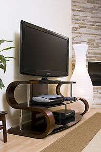 Modern Curved Wood/Component Stand Holds up to 60 TV and 155 lbs 