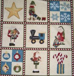 HERE COMES SANTA CHRISTMAS~ Cotton Fabric Craft Panel  