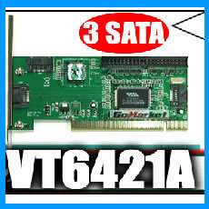 VIA 3 SATA Serial ATA IDE Port PCI Card VT6421A+CABLE  
