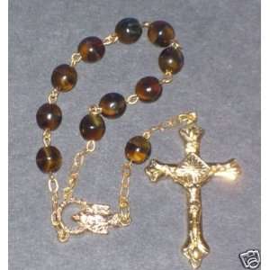 SINGLE (ONE) DECADE HAND ROSARY   BROWN MIX Catholicgiftstore