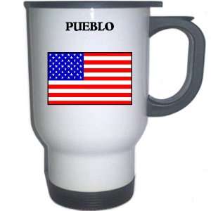  US Flag   Pueblo, Colorado (CO) White Stainless Steel Mug 