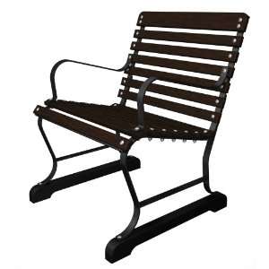   Arm Chair in Black Strap Steel Frame / Mahogany Patio, Lawn & Garden