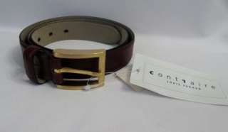 Louis Feraud Contraire NWT MSRP $85.00 Brown Leather Belt Gold Tone 