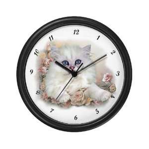  White Persian Kitten Pets Wall Clock by 