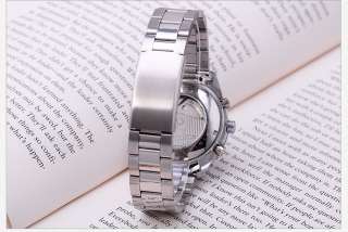 KS Mens Day Date Automatic Mechanical Steel Wrist Watch  