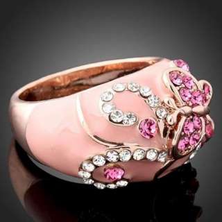 Arinna Swarovski Crystal butterfly pink fashion Ring  