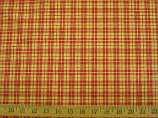   yd Red and Yellow Gold Check Drapery Upholstery Fabric r8425  