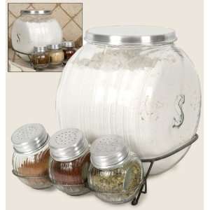  Sellers Flour Glass Jar and Spice Rack