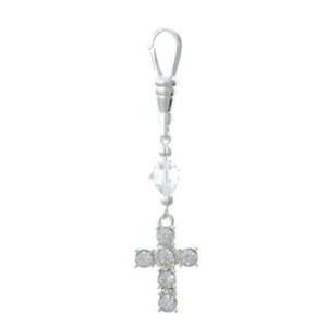  Swarovski Silver Plated Cross Swivel Clip with Clear 