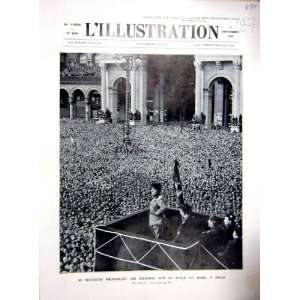   Mussolini Milan Discours Italy Crowd French Print 1936