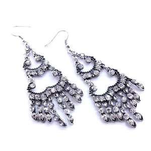  Black & White Crystal Fashion Earrings Jewelry
