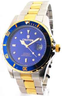 Croton CA301094TTBL Watch Mens Steel Automatic Divers 754425309421 