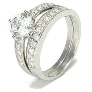   Silver Cubic Zirconia Engagement Wedding Ring Set , 6 Jewelry