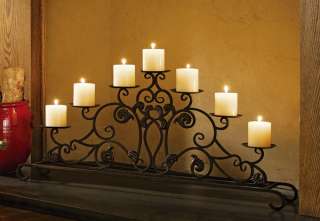 New Big 38 Iron Scroll Pillar Candle Holder with 7 Candles Metal 