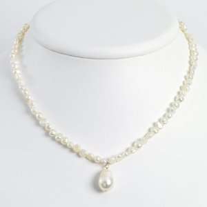   Sterling Silver Freshwater Cultured Pearl Drop 18in Necklace Jewelry