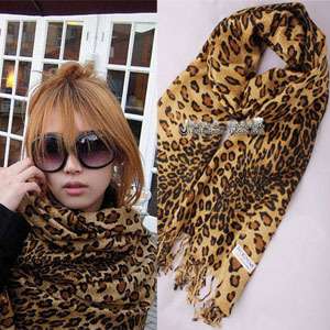   Cashmere Women Leopard scarf scarves shawl wrap with tassels Hfi