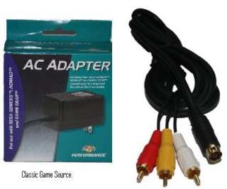 NEW AV Audio Video TV Cable & AC Power Supply Adapter for Sega Genesis 
