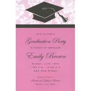 Cap Pink, Custom Personalized Her Graduation Invitation, by Inviting 