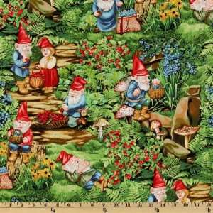  44 Wide Michael Miller Very Berry Gnomes Multi Fabric By 