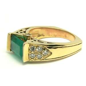   Modern Colombian Emerald & Diamond Custom Made Ring 