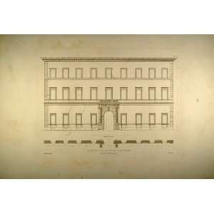  1860 Engraving Palazzo Sciarra Palace Rome Blueprint 