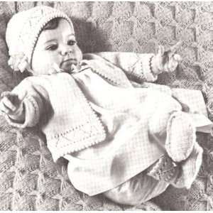 Vintage Knitting PATTERN to make   Knitted Eyelet Lace Baby Sweater 