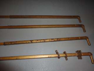 Set 4 Antique Art Deco Gold Metal Painted Curtain Rods Matching 