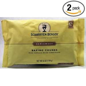 Scharffen Berger, Chocolate Bkng Chunks Semiswee, 6 Ounce (2 Pack 