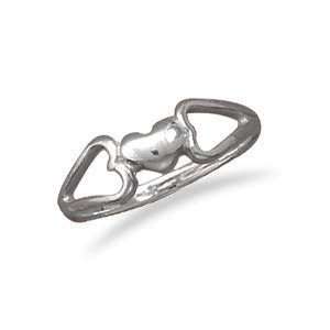 DAINTY SOLID .925 STERLING SILVER HEART RING Size 8 