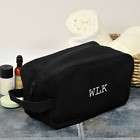 Engraved Personalized Black Canvas Mens Toiletry Bag