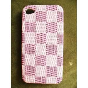 Pink Damier / Checker Pattern Hard Back Case Cover for iPhone 4 4g 