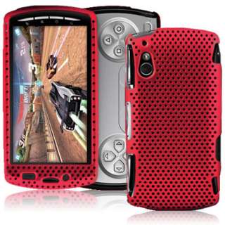 For Sony Ericsson Xperia Play Red Mesh Hole Hard Case Skin Cover New 