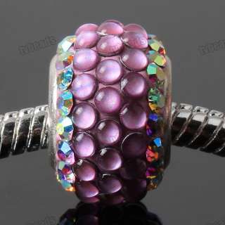   AB Pink 925 Sterling Silver Resin Czech Crystal European Bead  