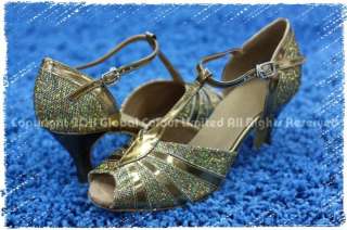   Gold Patent & Glitter Latin Ballroom Salsa Dance Shoes All Sizes C153