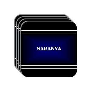 Personal Name Gift   SARANYA Set of 4 Mini Mousepad Coasters (black 