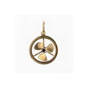   Gold Spinning Prop with Saph SM Nautical Pendant