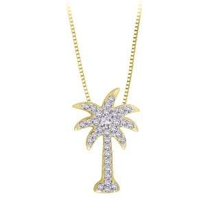   Gold 0.15 ct. Diamond Palm Tree Pendant with Chain Katarina Jewelry