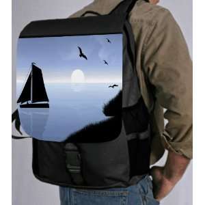  Sail Boat Silhouette on Lake Design Back Pack   School Bag 