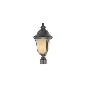   Smart 1 Light Outdoor Post Lamp in Burnt Sienna with Tea Stone glass