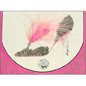   Purse Pad with Mirror Head Over Heels Pink Feather 