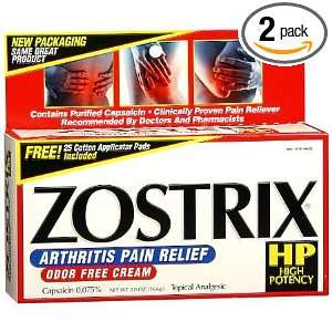 Zostrix High Potency , Arthritis Pain Relief, Odor Free Cream, 2 oz 