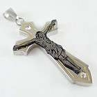 Mens Jesus Stainless Steel Cross Pendant Necklace Chain Silver Black 